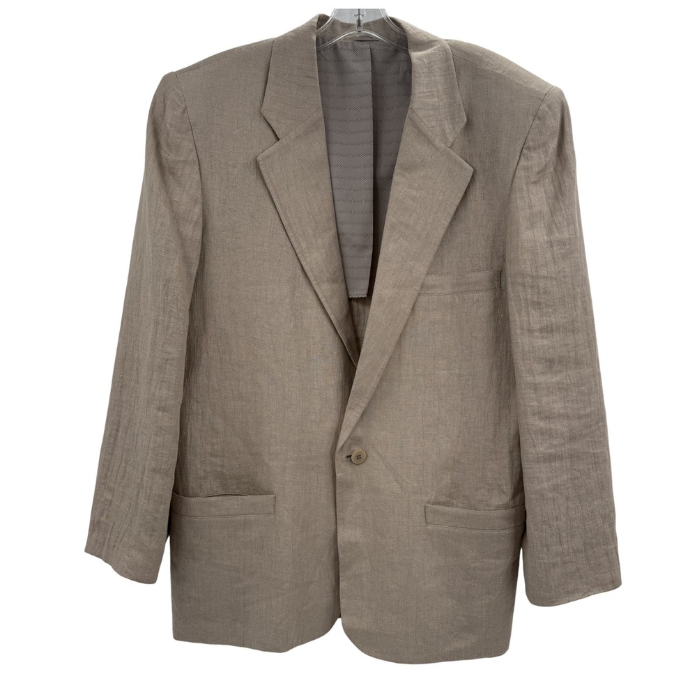 Umberto Ginocchietti Blazer Mens 46 Beige‎ Linen Single Button Made In Italy